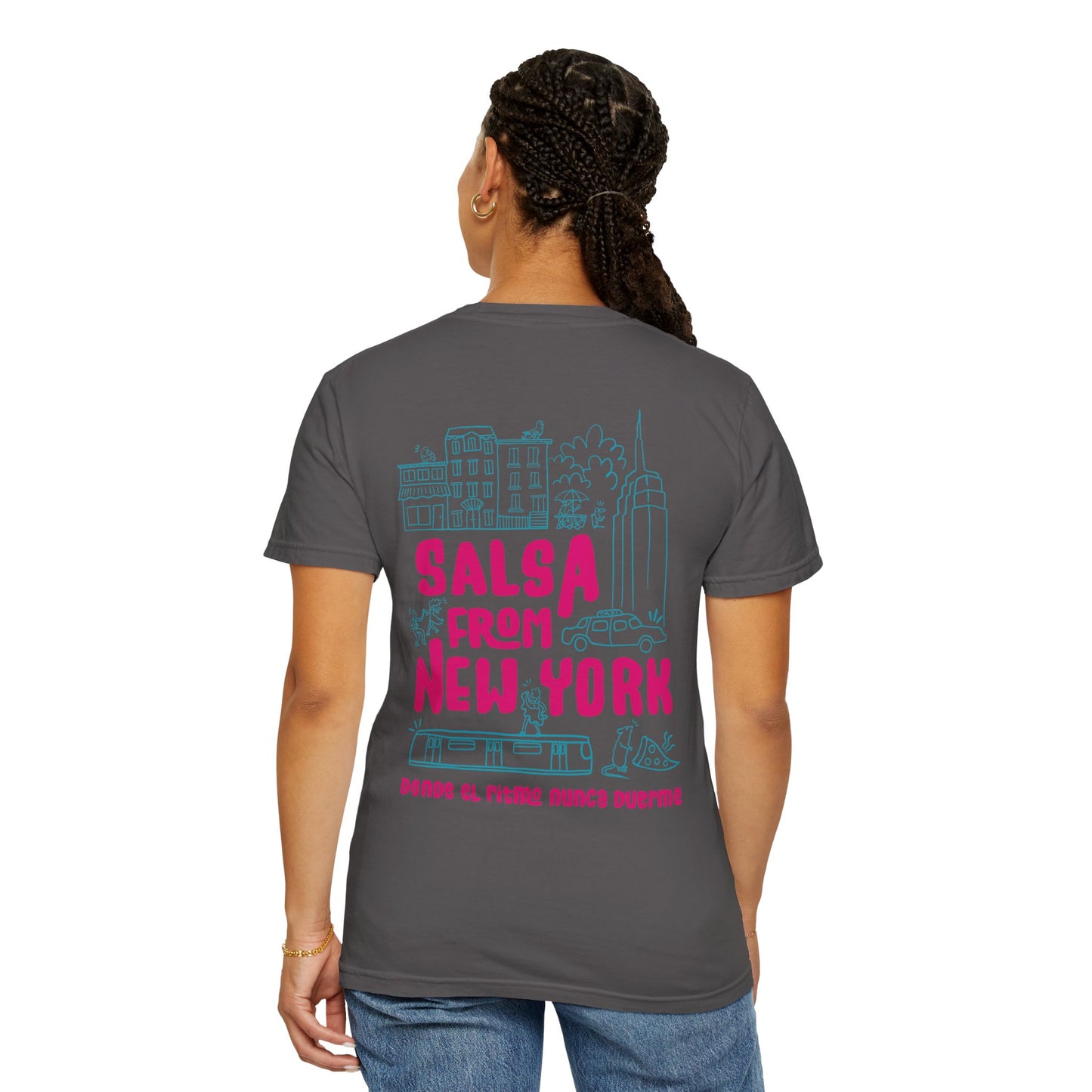 Salsa from New York Unisex Garment-Dyed Tee, Retro Graphic Shirt, Music Lover Gift, Casual Wear, NYC Souvenir
