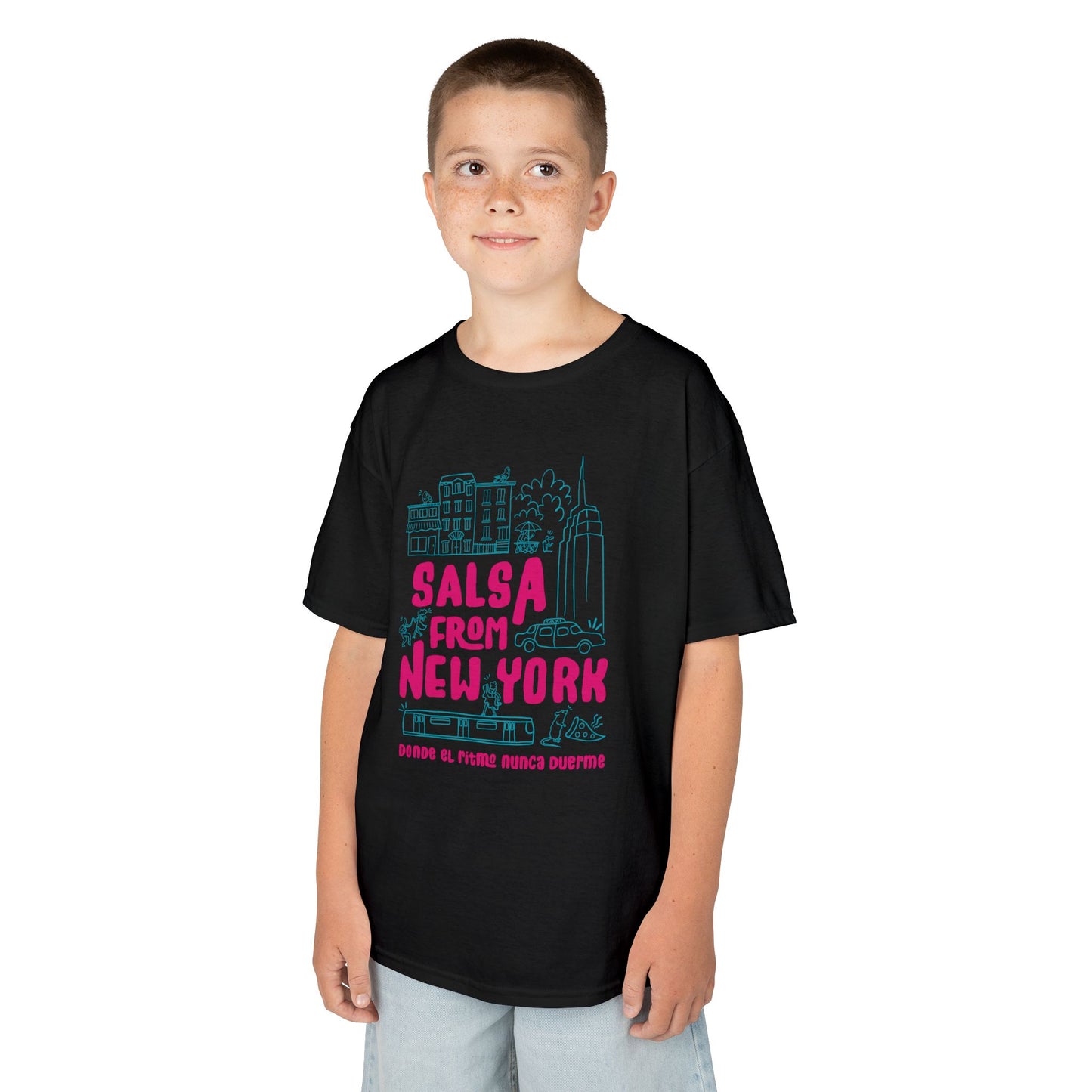 New York Salsa Kids Tee, Youth Cotton T-Shirt, Fun Gift for Salsa Lovers, Kids Dance Wear, NYC Themed Apparel