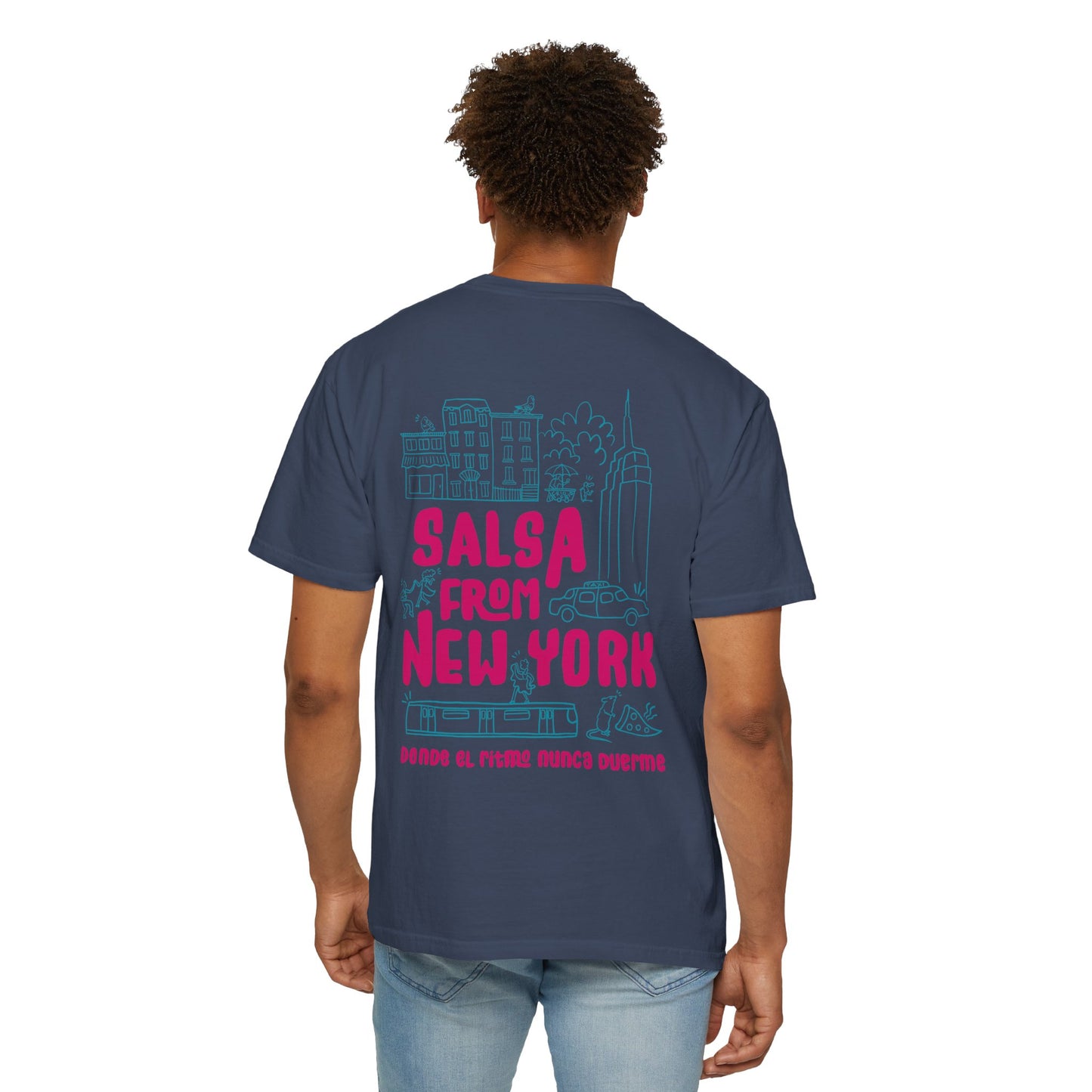Salsa from New York Unisex Garment-Dyed Tee, Retro Graphic Shirt, Music Lover Gift, Casual Wear, NYC Souvenir