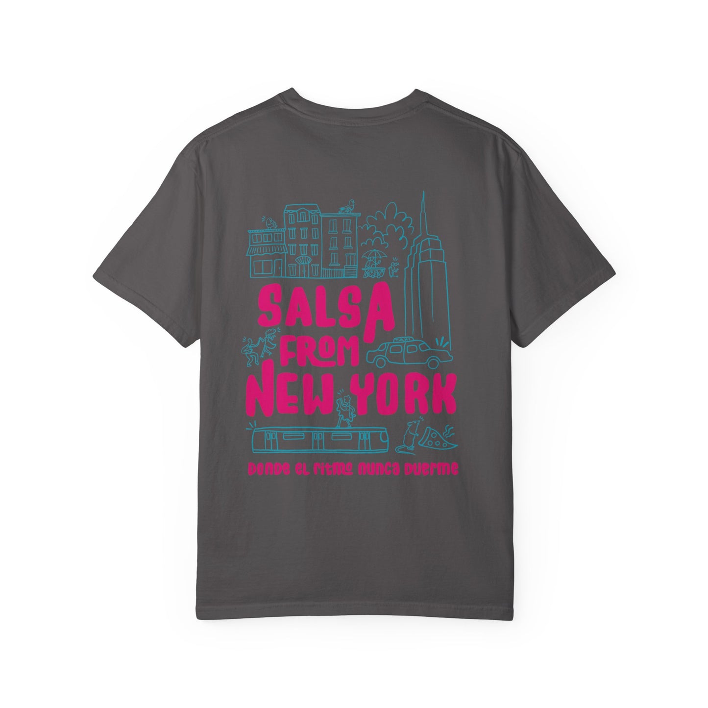 Salsa from New York Unisex Garment-Dyed Tee, Retro Graphic Shirt, Music Lover Gift, Casual Wear, NYC Souvenir