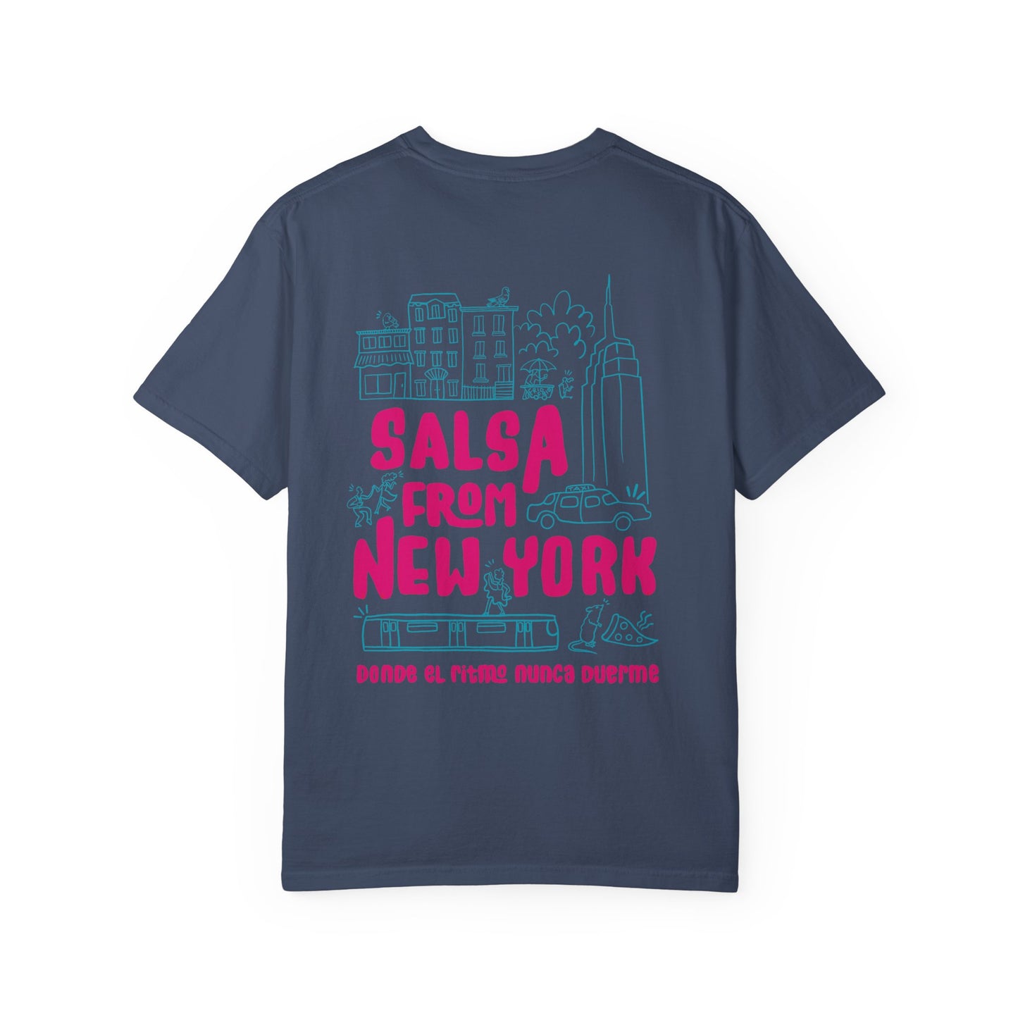 Salsa from New York Unisex Garment-Dyed Tee, Retro Graphic Shirt, Music Lover Gift, Casual Wear, NYC Souvenir