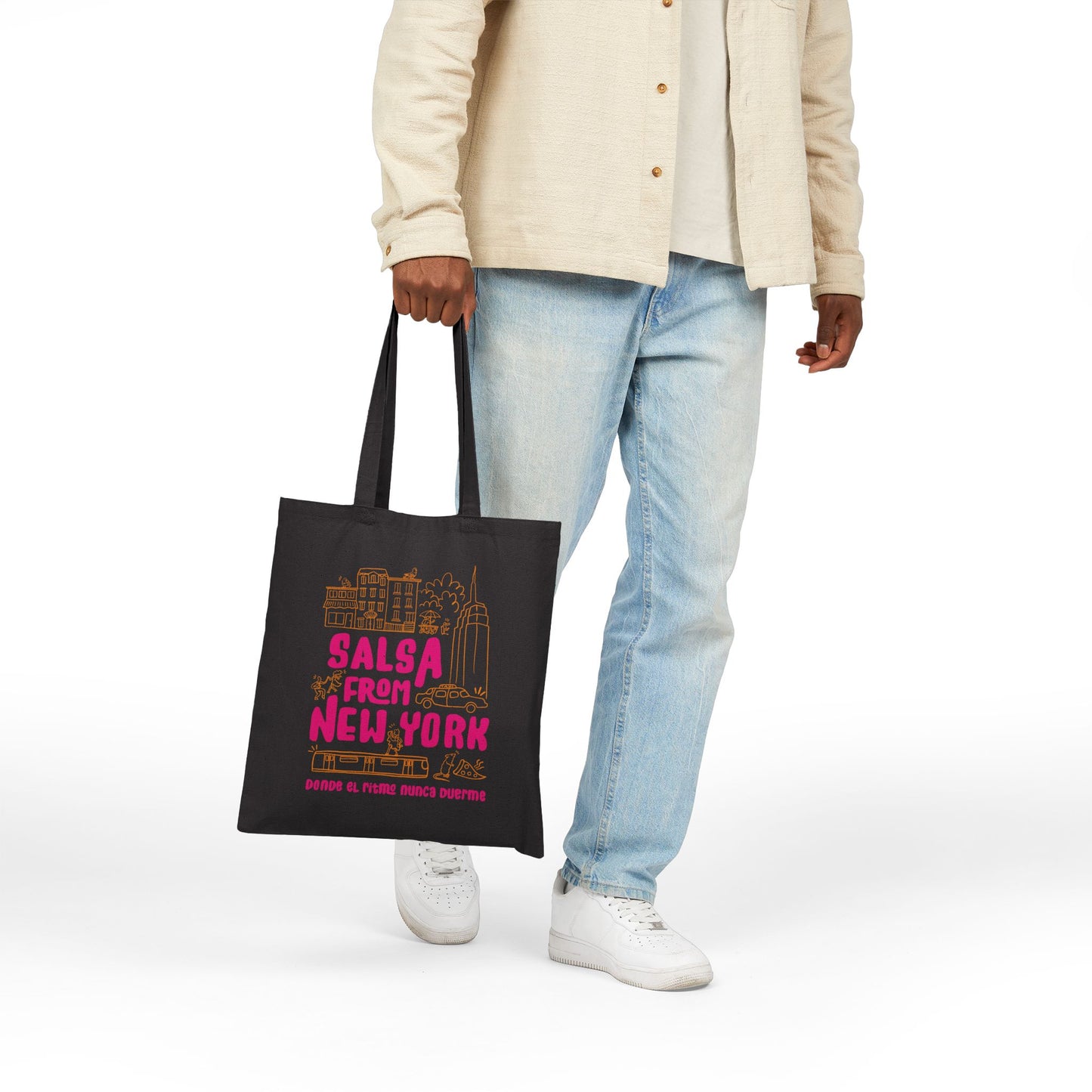 New York Salsa Canvas Tote Bag, Stylish Reusable Shopping Bag, Eco-Friendly Market Tote, Gift for Dancers, Travel Bag