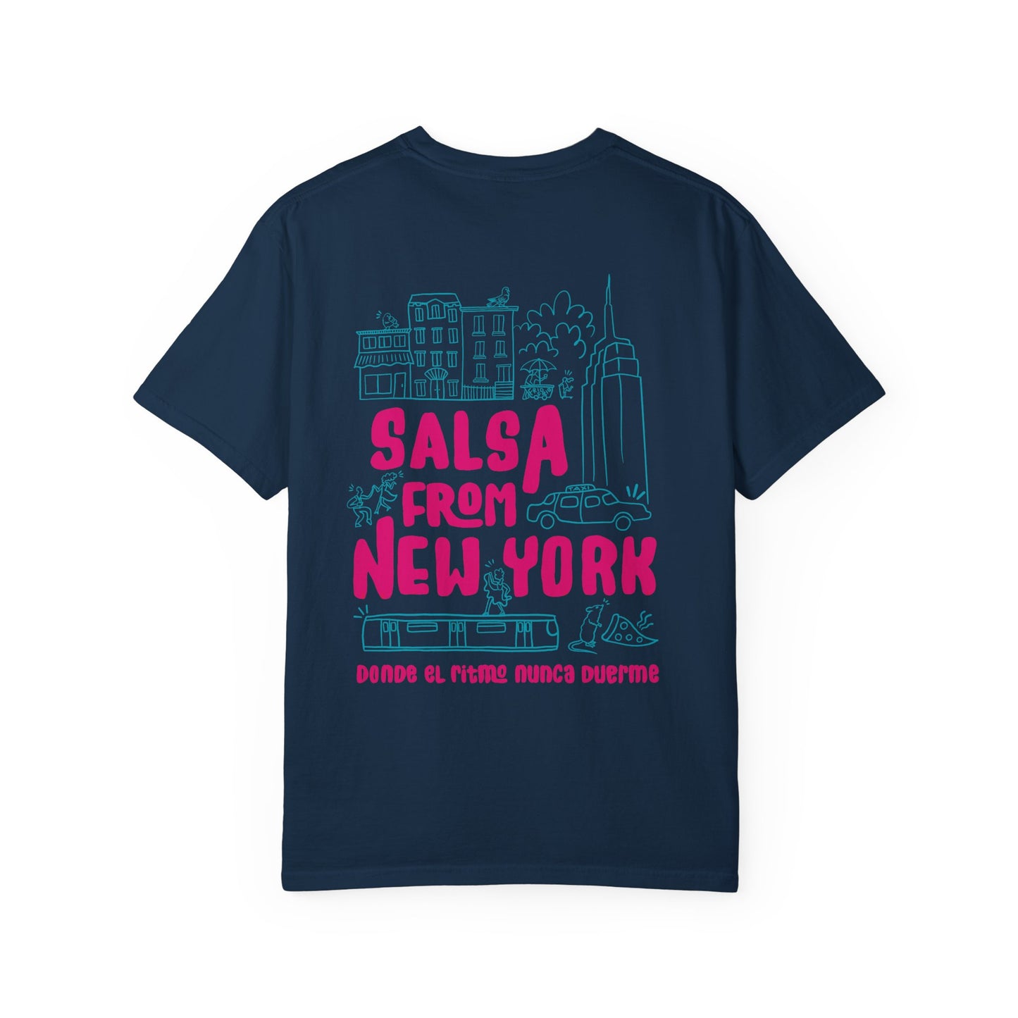 Salsa from New York Unisex Garment-Dyed Tee, Retro Graphic Shirt, Music Lover Gift, Casual Wear, NYC Souvenir
