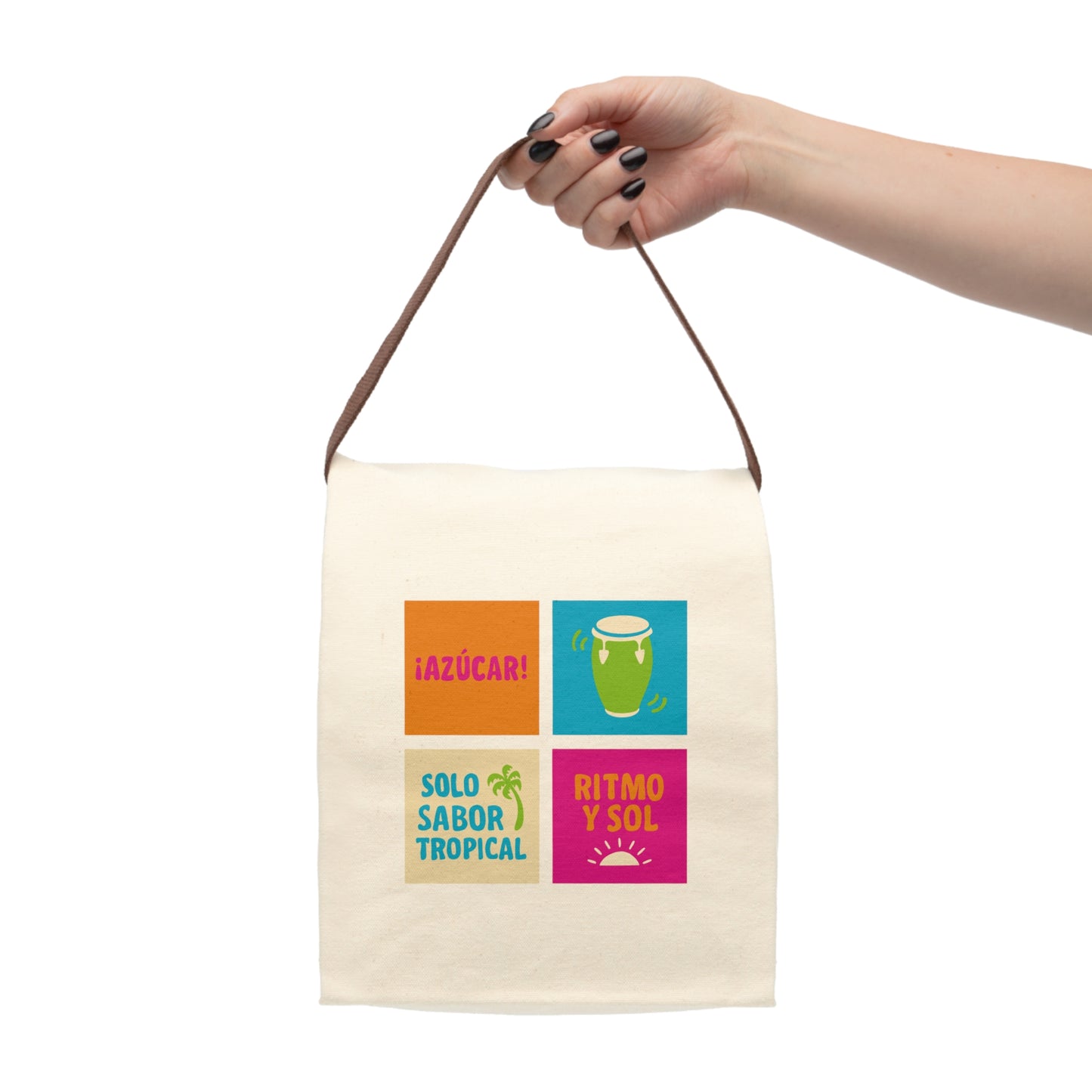 Tropical Canvas Lunch Bag, Fun Foodie Tote for School, Beach, Picnics & Parties, Gift for Tropical Vibes Lovers