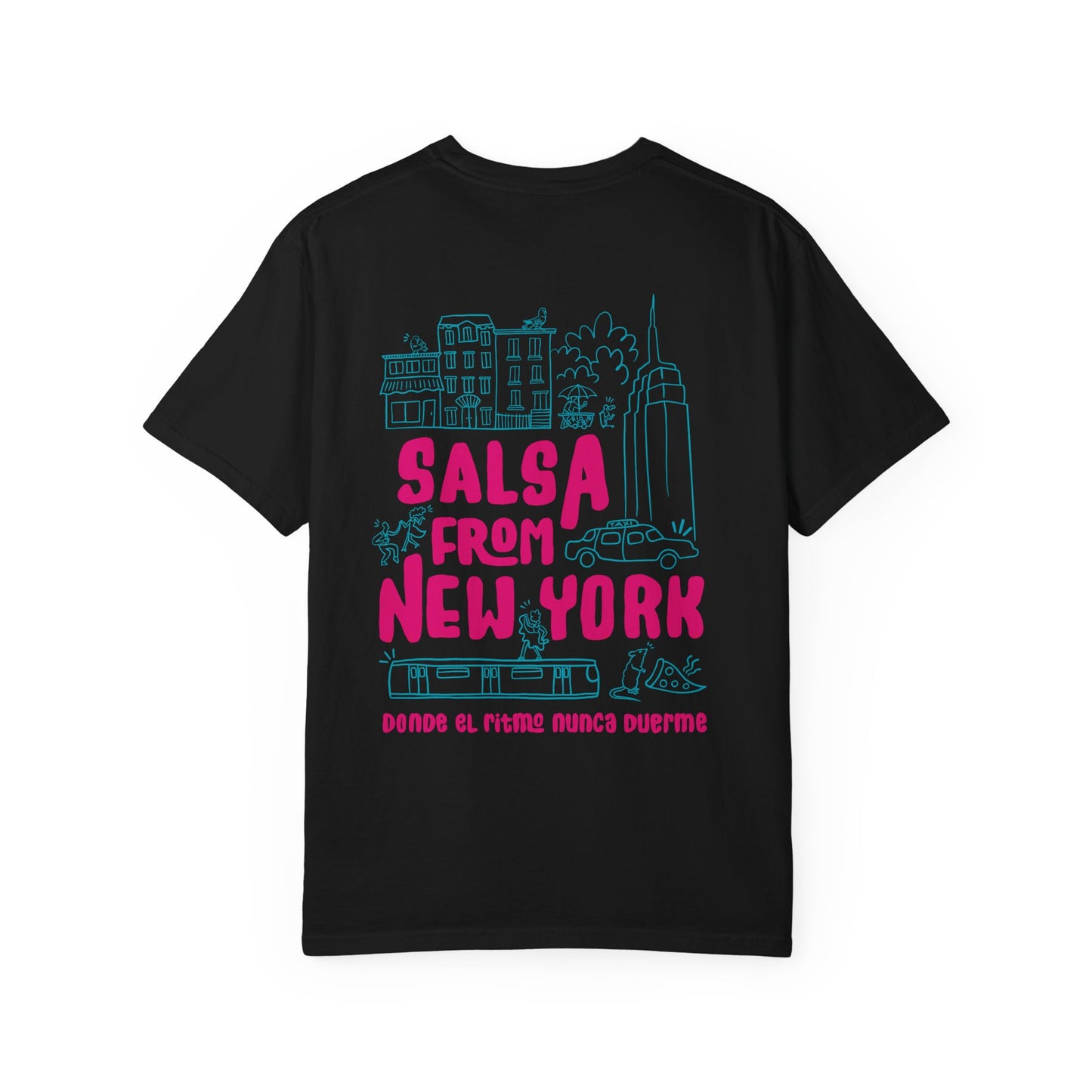 Salsa from New York Unisex Garment-Dyed Tee, Retro Graphic Shirt, Music Lover Gift, Casual Wear, NYC Souvenir