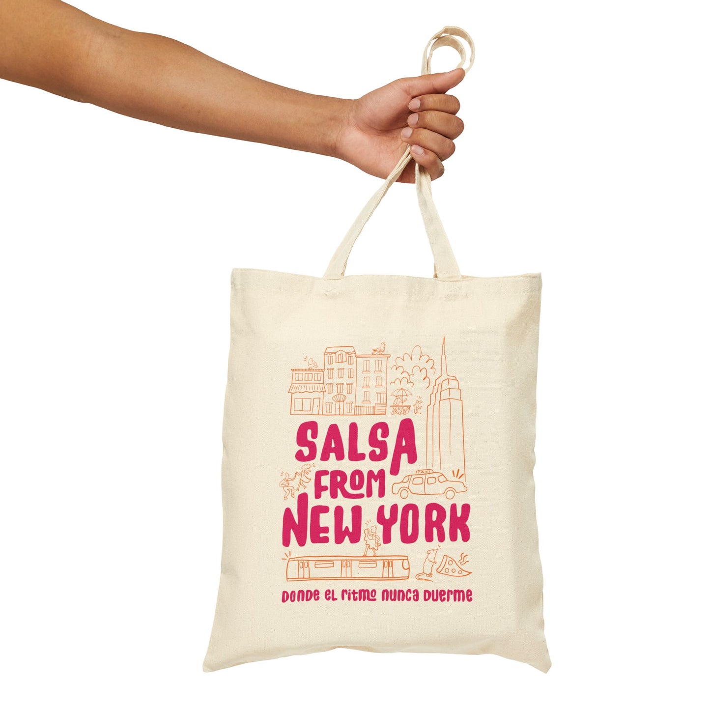 New York Salsa Canvas Tote Bag, Stylish Reusable Shopping Bag, Eco-Friendly Market Tote, Gift for Dancers, Travel Bag