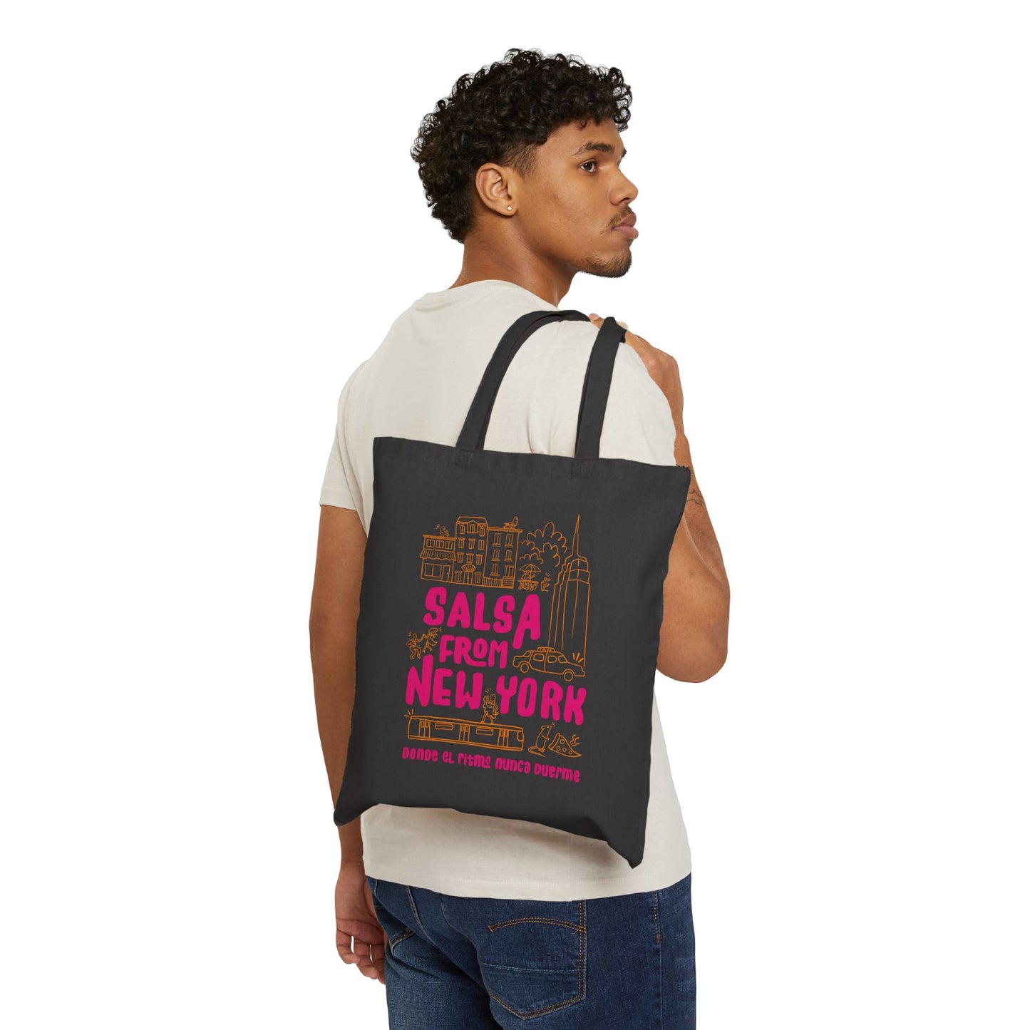 New York Salsa Canvas Tote Bag, Stylish Reusable Shopping Bag, Eco-Friendly Market Tote, Gift for Dancers, Travel Bag