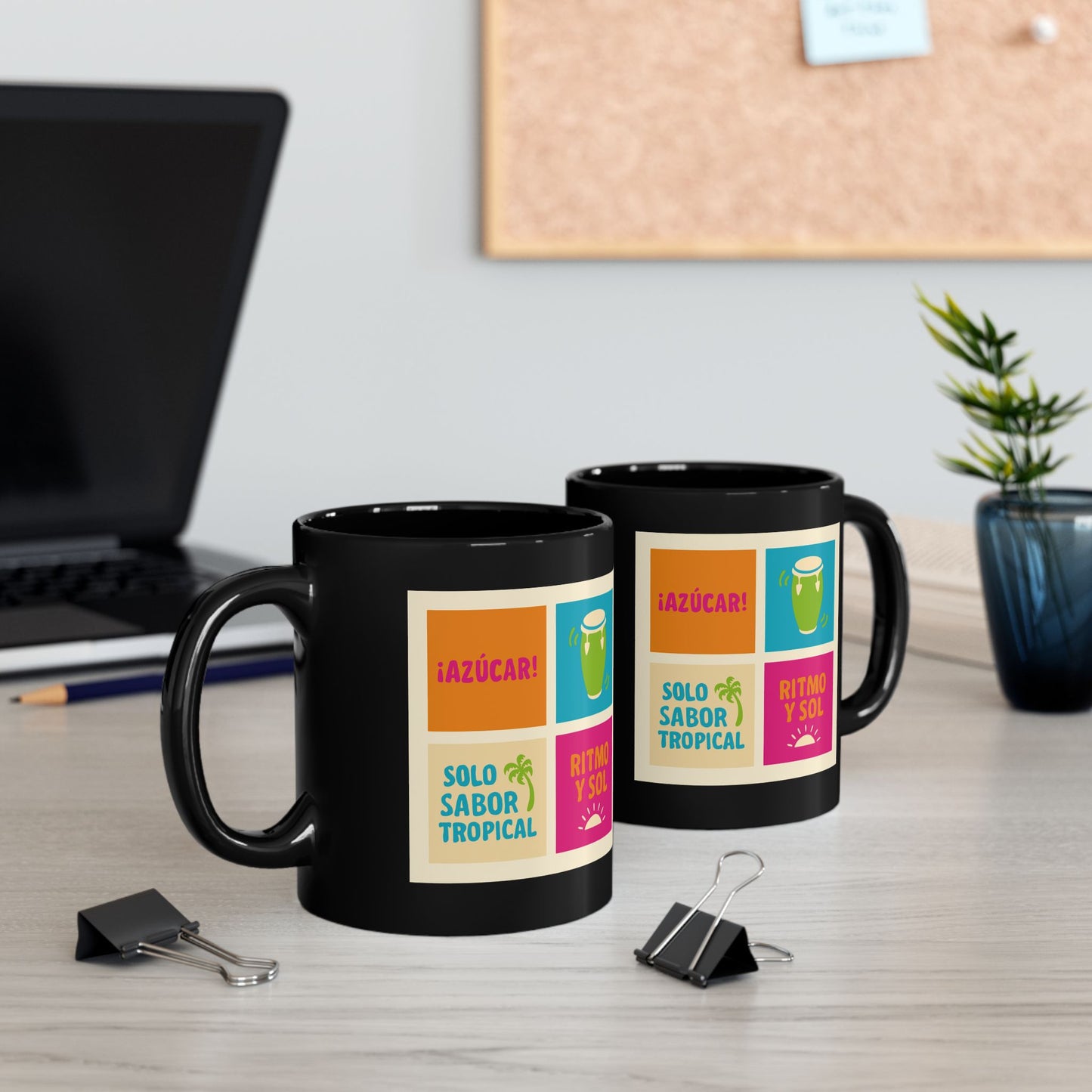 Tropical Vibes Mug, Colorful Coffee Cup, Fun Gift, Summer Drinkware, Retro Style Mug, Party Favor, Gift for Music Lovers