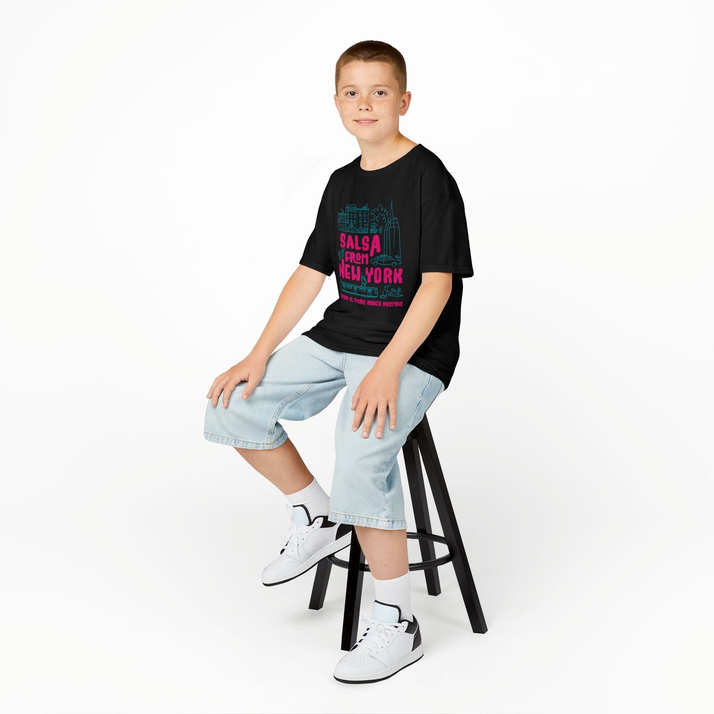 New York Salsa Kids Tee, Youth Cotton T-Shirt, Fun Gift for Salsa Lovers, Kids Dance Wear, NYC Themed Apparel