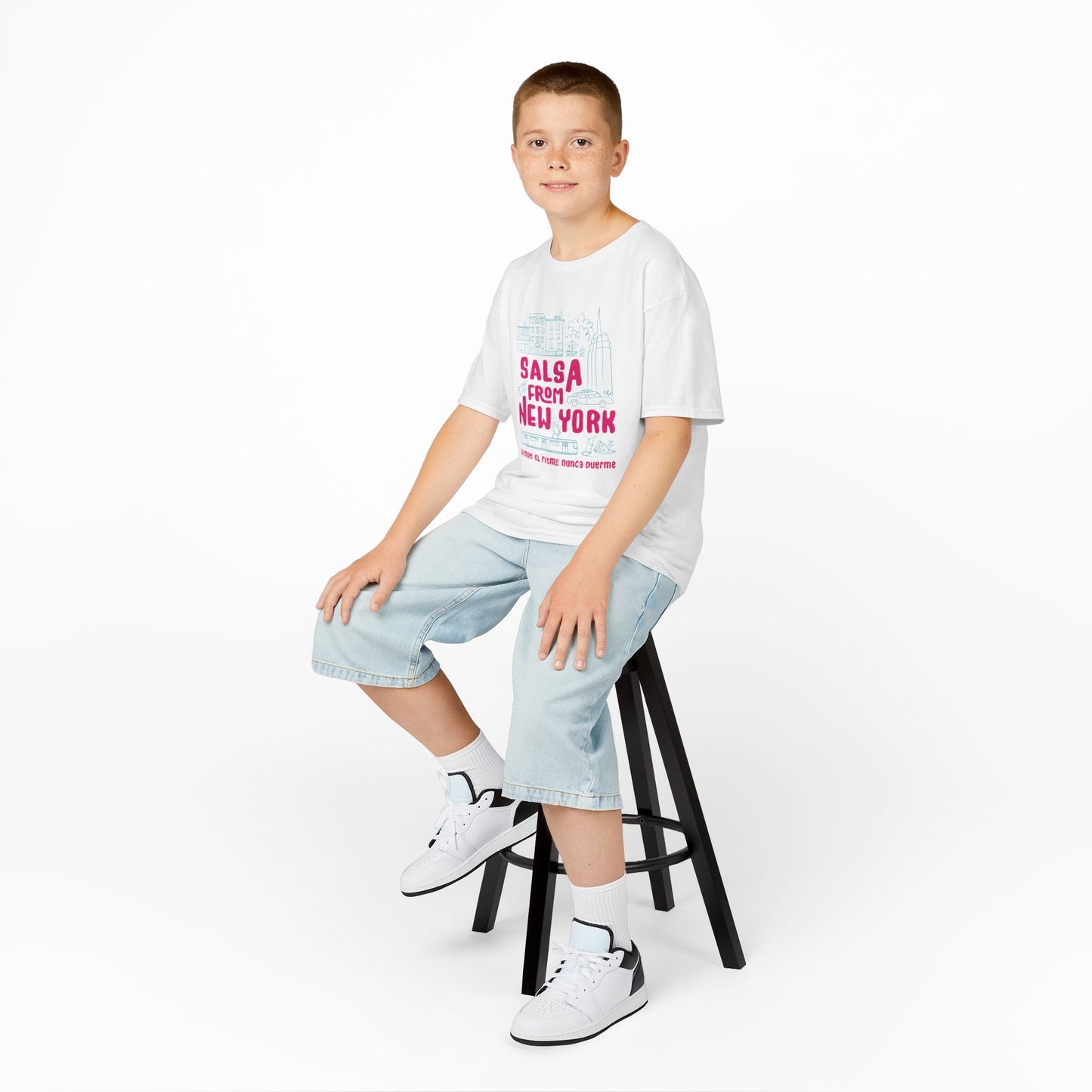 New York Salsa Kids Tee, Youth Cotton T-Shirt, Fun Gift for Salsa Lovers, Kids Dance Wear, NYC Themed Apparel