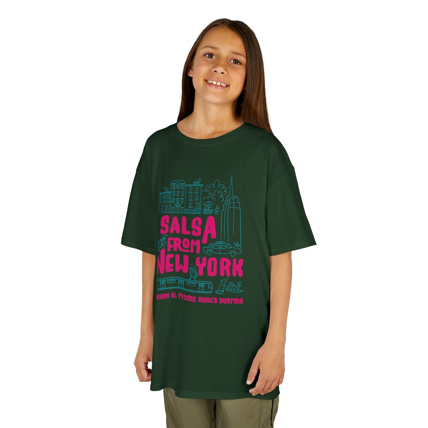 New York Salsa Kids Tee, Youth Cotton T-Shirt, Fun Gift for Salsa Lovers, Kids Dance Wear, NYC Themed Apparel