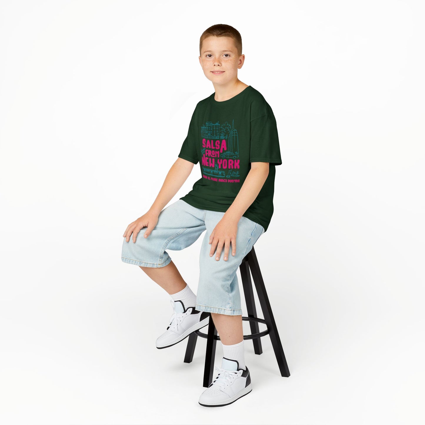 New York Salsa Kids Tee, Youth Cotton T-Shirt, Fun Gift for Salsa Lovers, Kids Dance Wear, NYC Themed Apparel