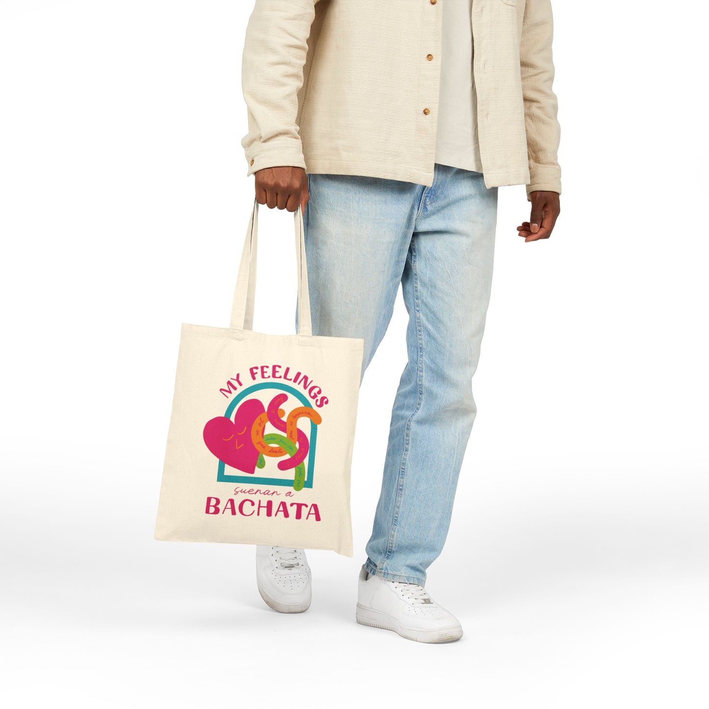 Bachata Feelings Tote Bag, Canvas Shopping Bag, Dance Lover Gift, Beach Tote, Eco-Friendly Reusable Tote, My Feelings Bachata