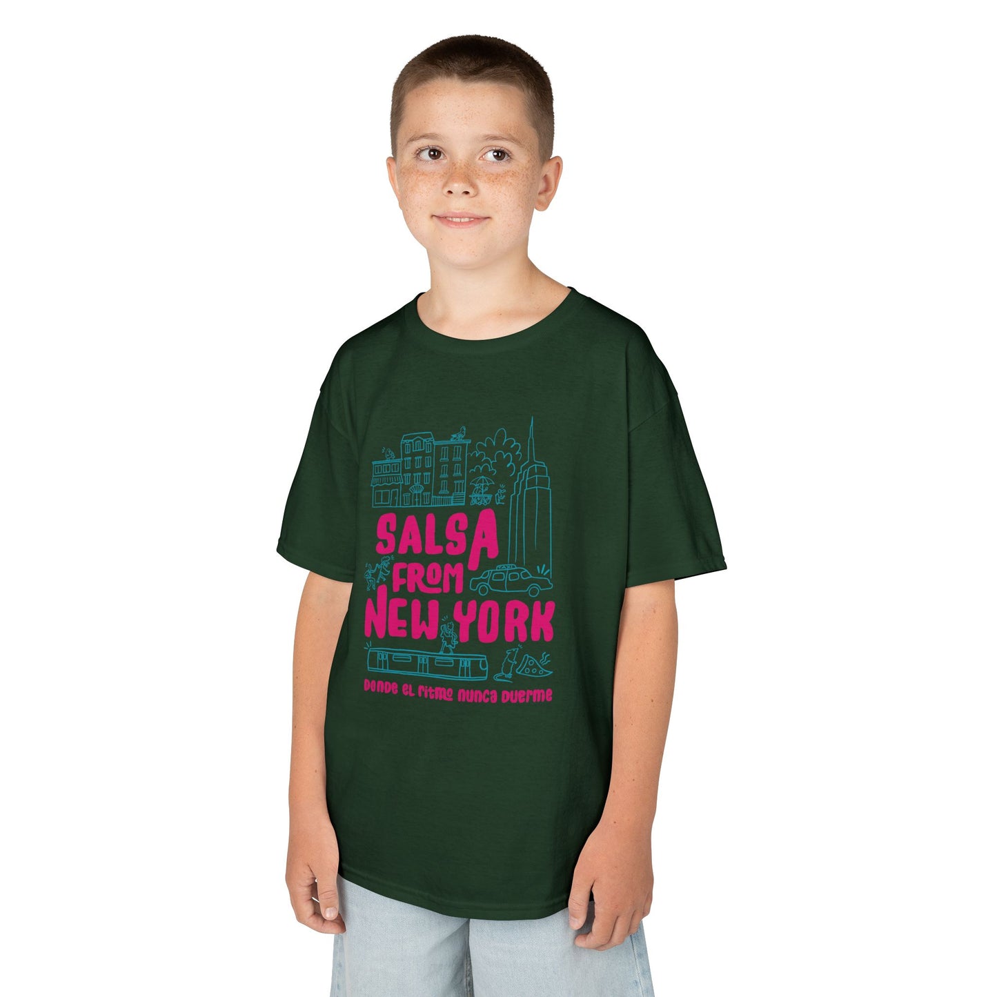 New York Salsa Kids Tee, Youth Cotton T-Shirt, Fun Gift for Salsa Lovers, Kids Dance Wear, NYC Themed Apparel