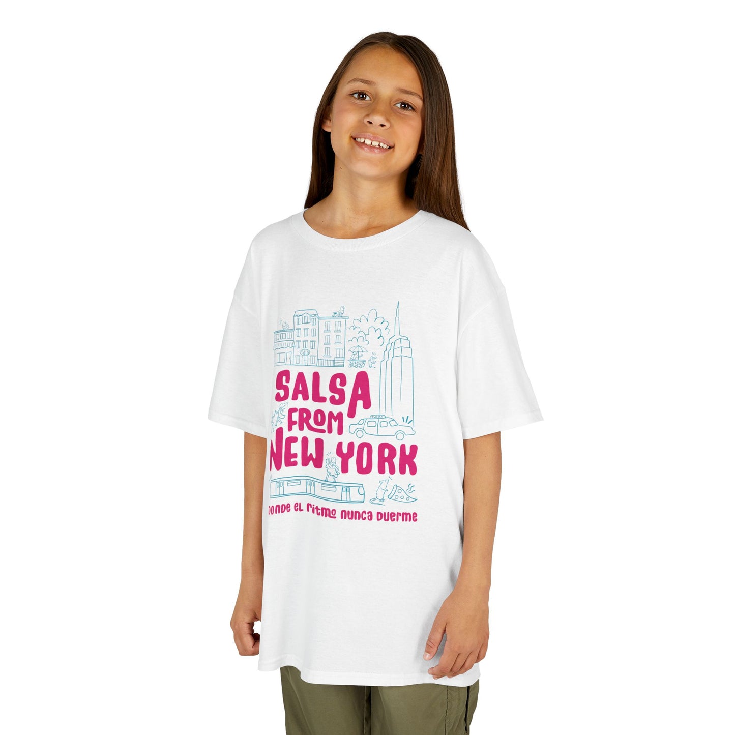 New York Salsa Kids Tee, Youth Cotton T-Shirt, Fun Gift for Salsa Lovers, Kids Dance Wear, NYC Themed Apparel