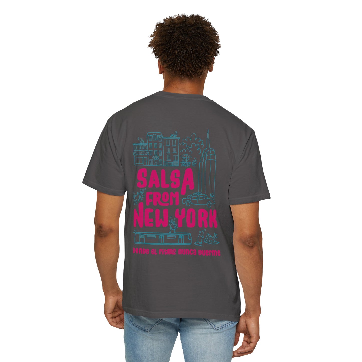 Salsa from New York Unisex Garment-Dyed Tee, Retro Graphic Shirt, Music Lover Gift, Casual Wear, NYC Souvenir