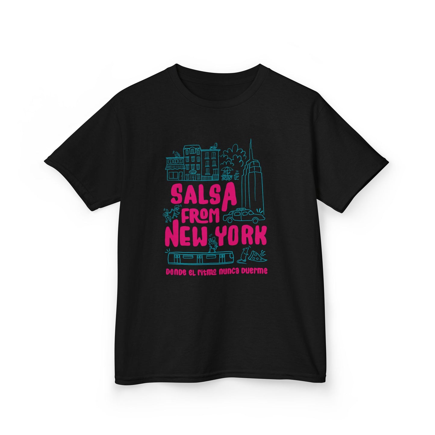 New York Salsa Kids Tee, Youth Cotton T-Shirt, Fun Gift for Salsa Lovers, Kids Dance Wear, NYC Themed Apparel
