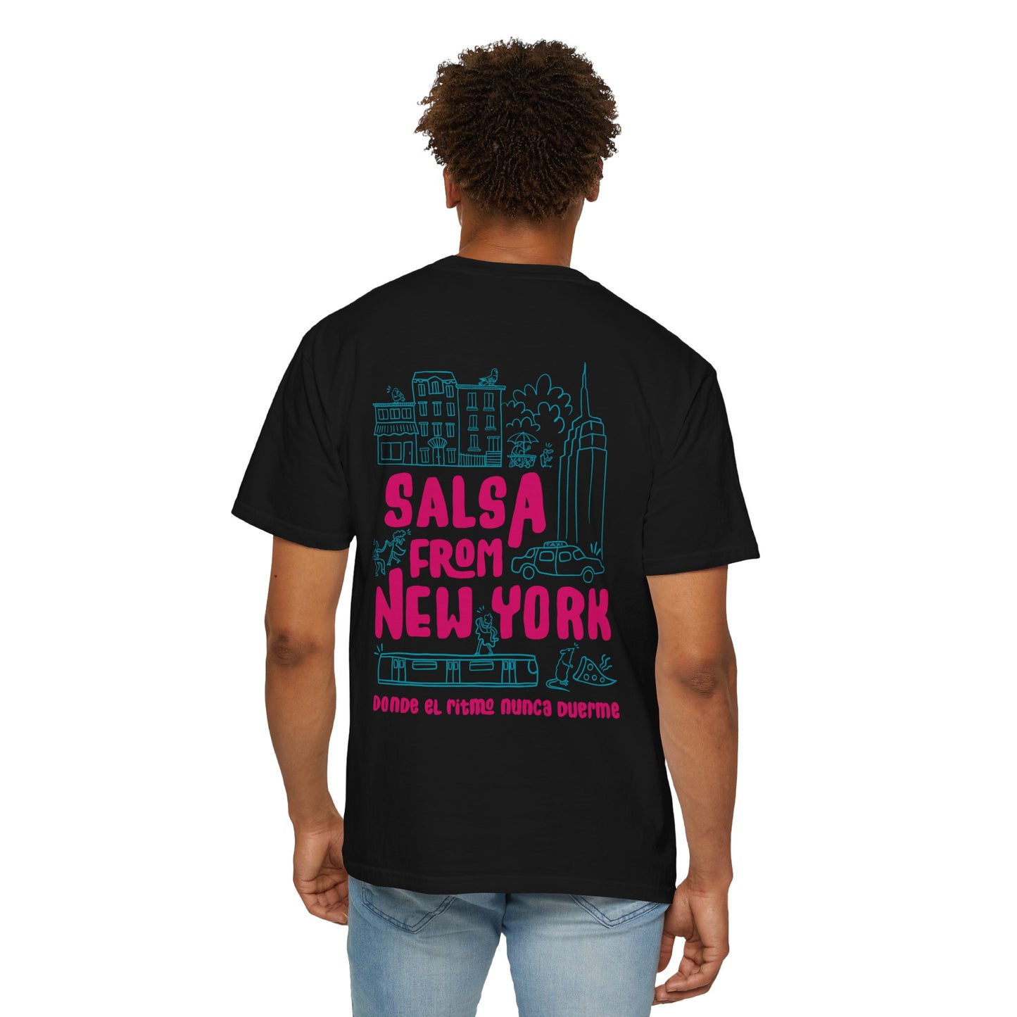 Salsa from New York Unisex Garment-Dyed Tee, Retro Graphic Shirt, Music Lover Gift, Casual Wear, NYC Souvenir