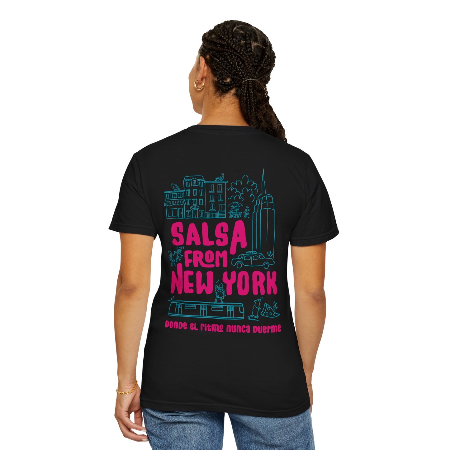 Salsa from New York Unisex Garment-Dyed Tee, Retro Graphic Shirt, Music Lover Gift, Casual Wear, NYC Souvenir