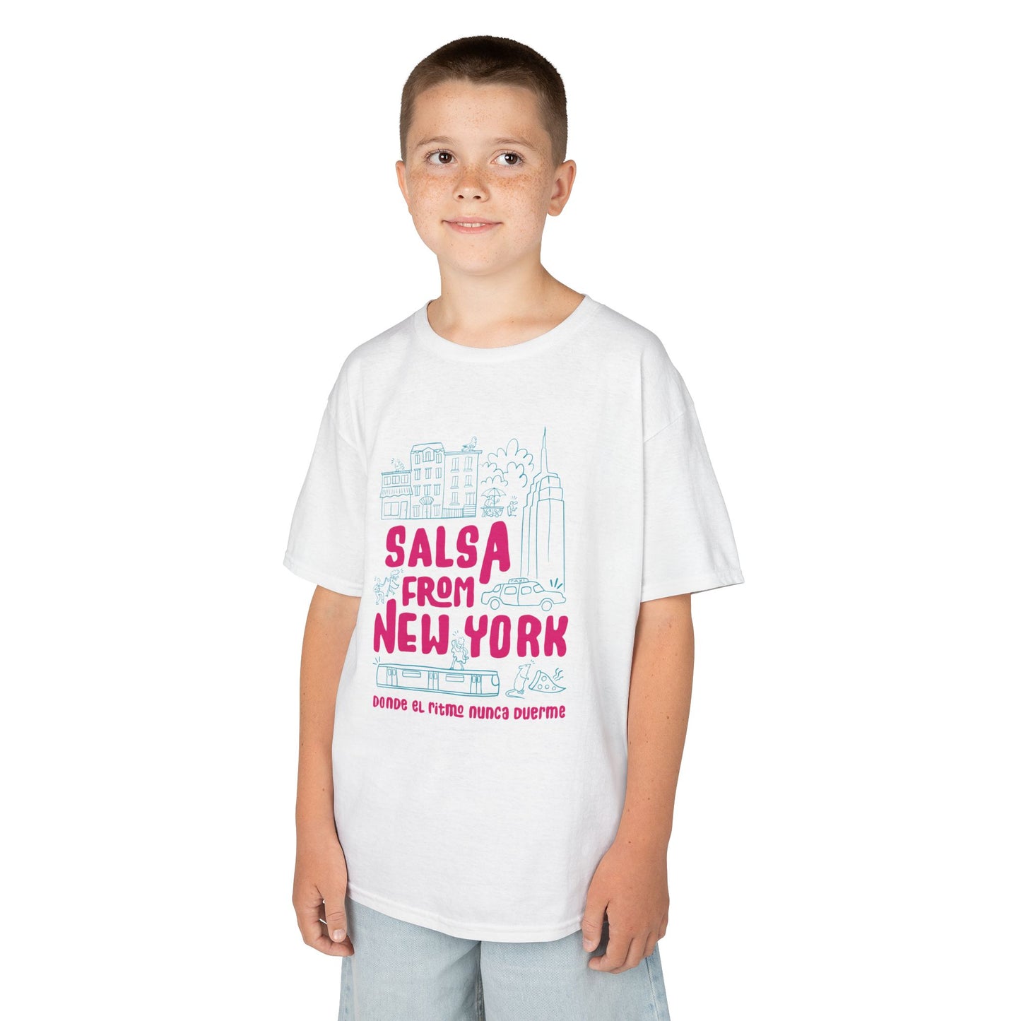 New York Salsa Kids Tee, Youth Cotton T-Shirt, Fun Gift for Salsa Lovers, Kids Dance Wear, NYC Themed Apparel