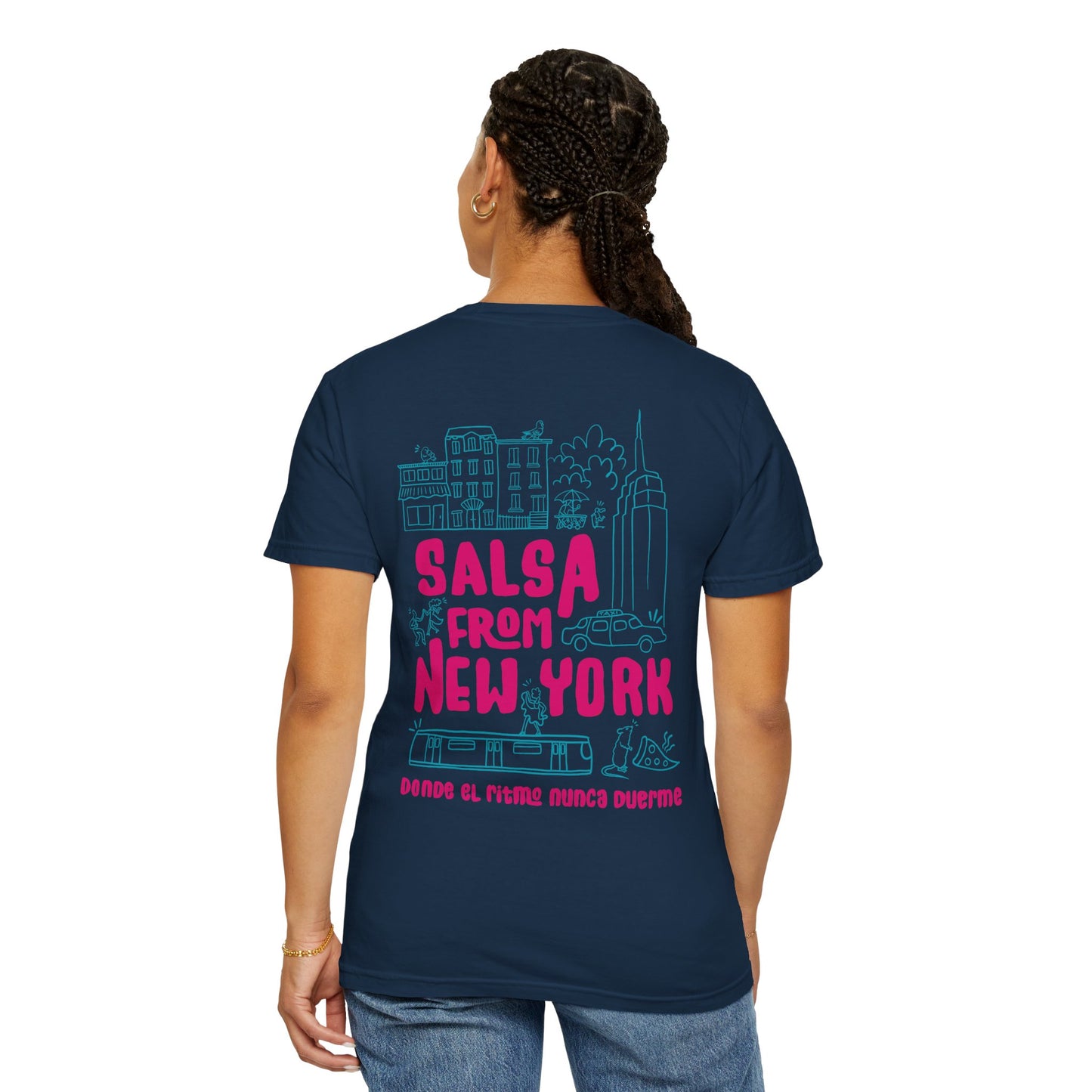Salsa from New York Unisex Garment-Dyed Tee, Retro Graphic Shirt, Music Lover Gift, Casual Wear, NYC Souvenir