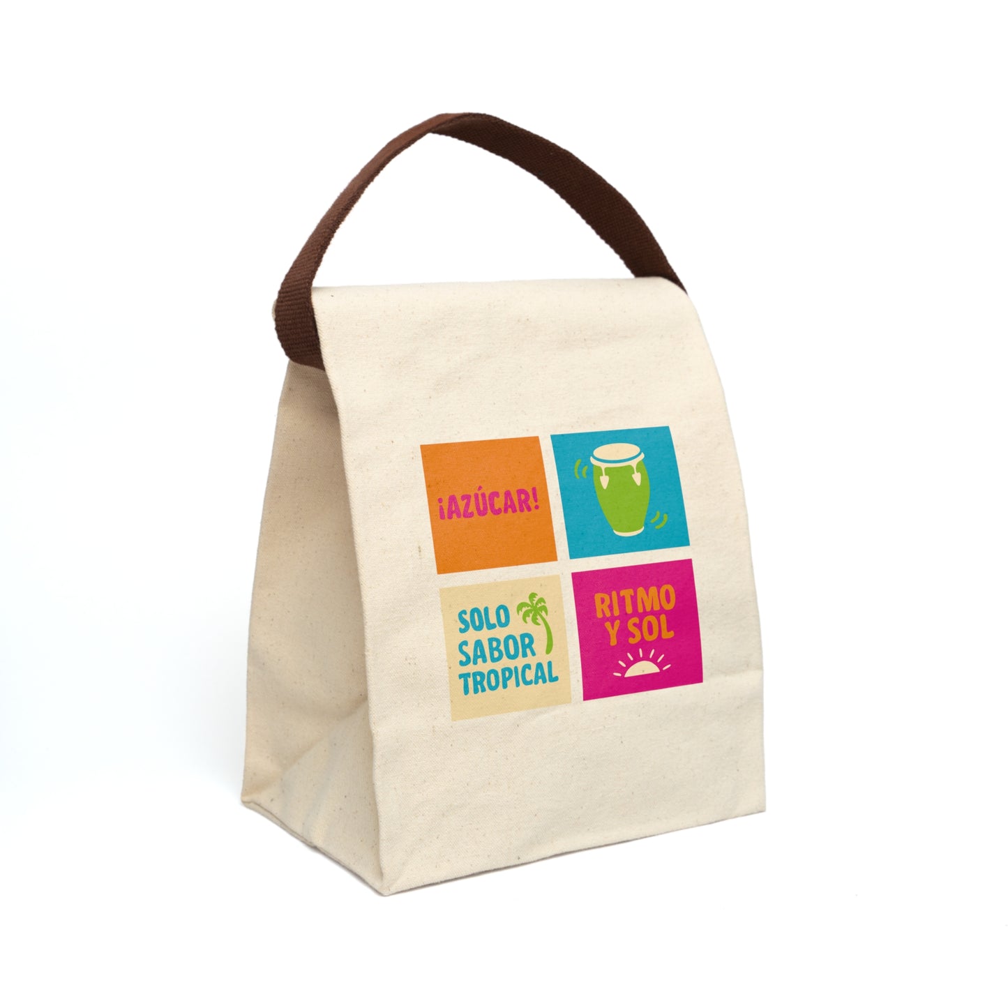 Tropical Canvas Lunch Bag, Fun Foodie Tote for School, Beach, Picnics & Parties, Gift for Tropical Vibes Lovers