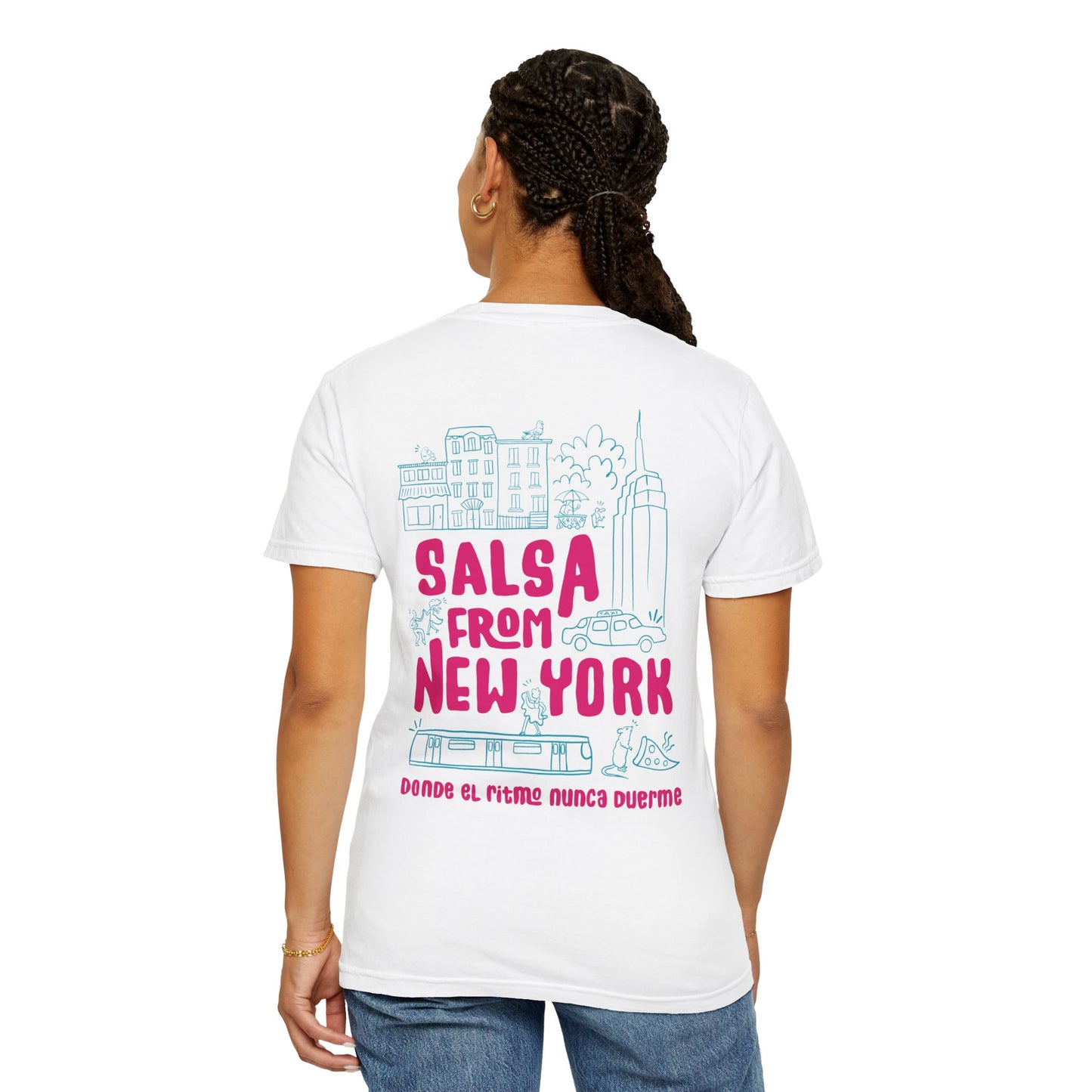 Salsa from New York Unisex Garment-Dyed Tee, Retro Graphic Shirt, Music Lover Gift, Casual Wear, NYC Souvenir