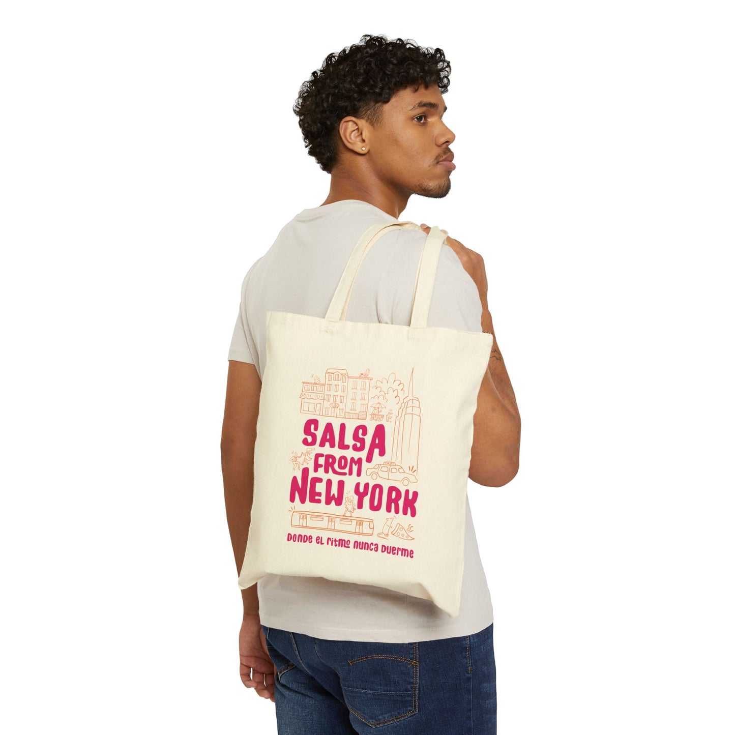 New York Salsa Canvas Tote Bag, Stylish Reusable Shopping Bag, Eco-Friendly Market Tote, Gift for Dancers, Travel Bag