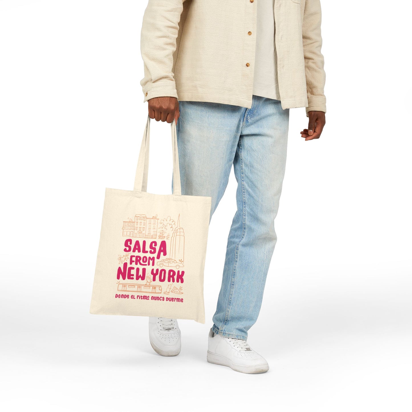 New York Salsa Canvas Tote Bag, Stylish Reusable Shopping Bag, Eco-Friendly Market Tote, Gift for Dancers, Travel Bag