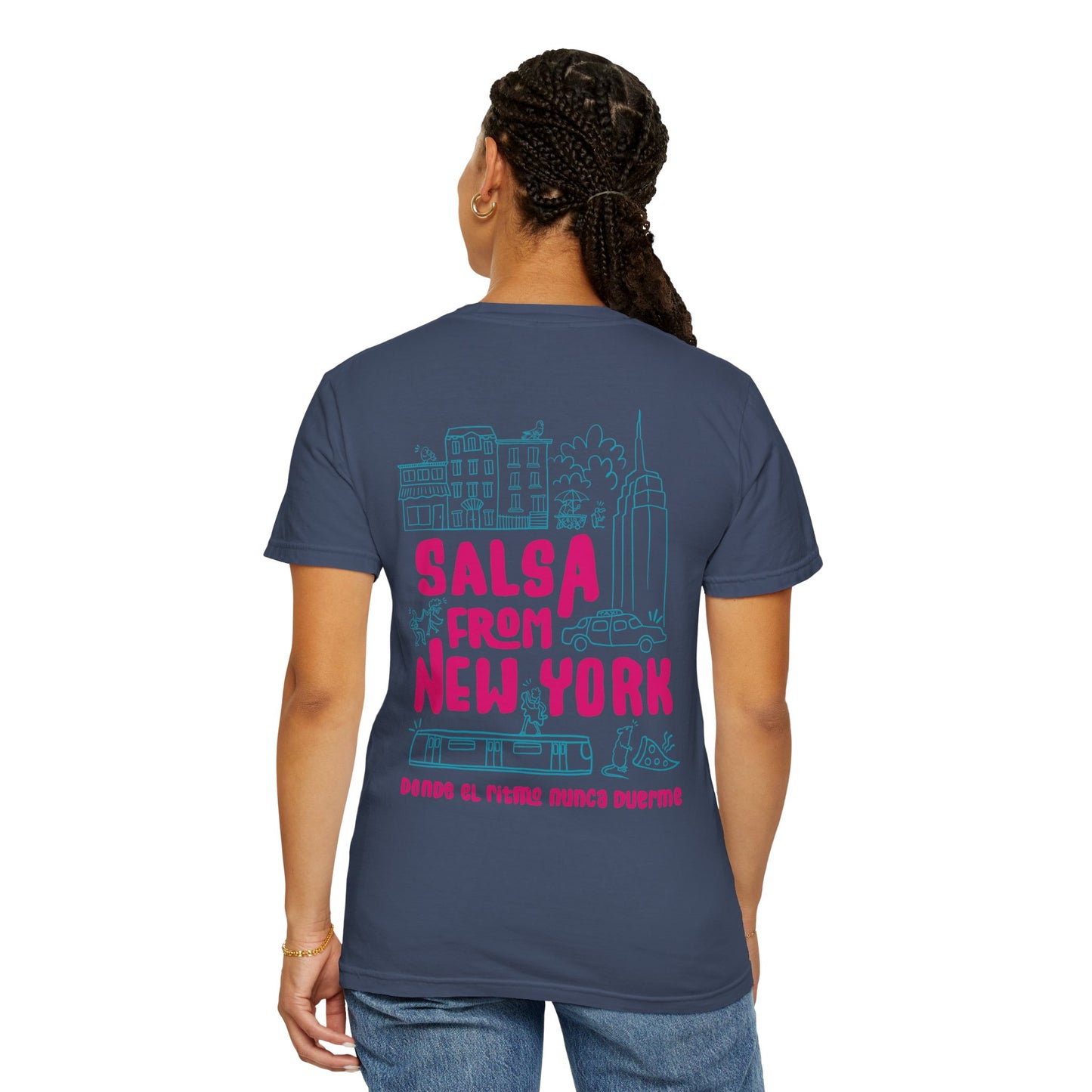 Salsa from New York Unisex Garment-Dyed Tee, Retro Graphic Shirt, Music Lover Gift, Casual Wear, NYC Souvenir