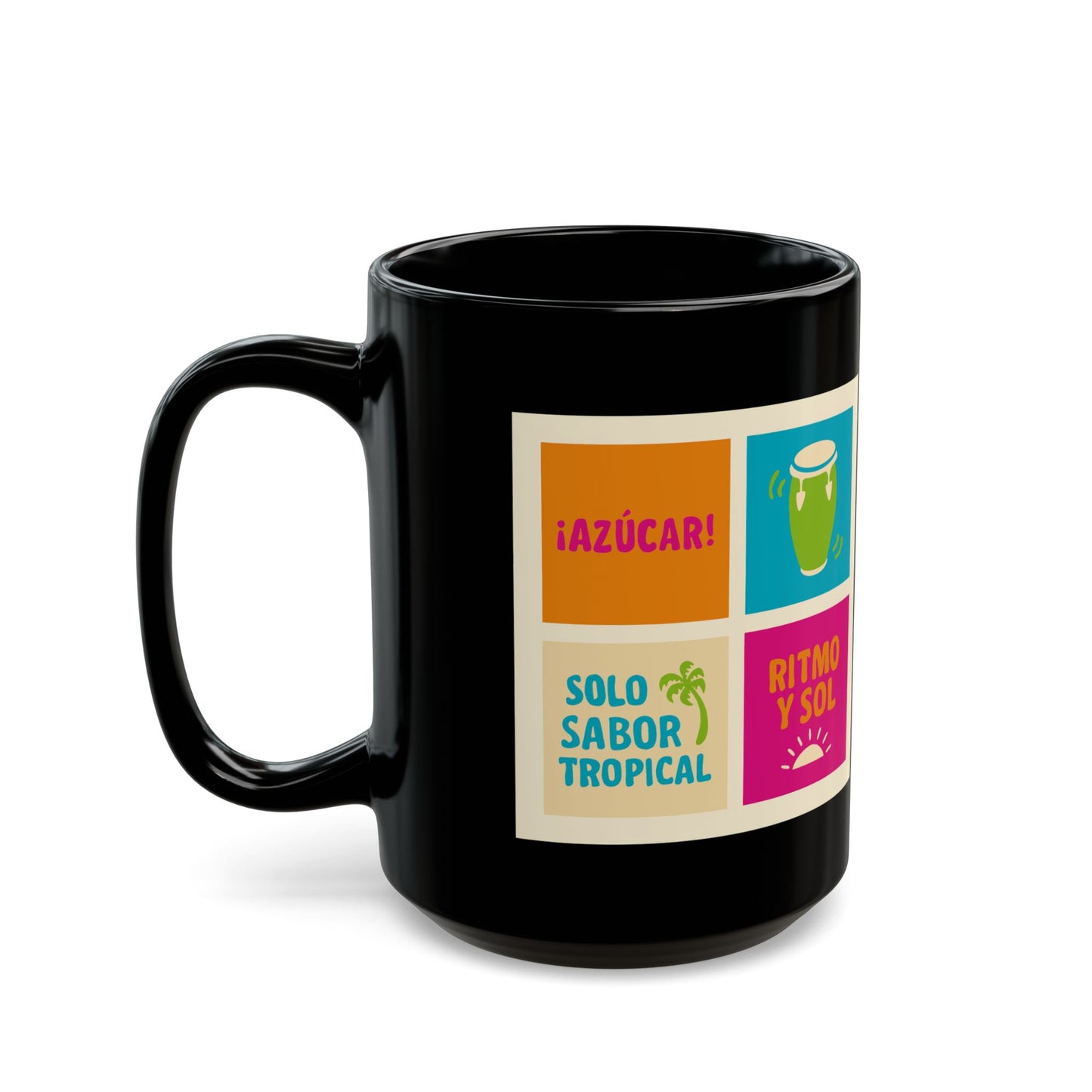 Tropical Vibes Mug, Colorful Coffee Cup, Fun Gift, Summer Drinkware, Retro Style Mug, Party Favor, Gift for Music Lovers