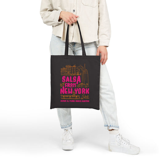 New York Salsa Canvas Tote Bag, Stylish Reusable Shopping Bag, Eco-Friendly Market Tote, Gift for Dancers, Travel Bag