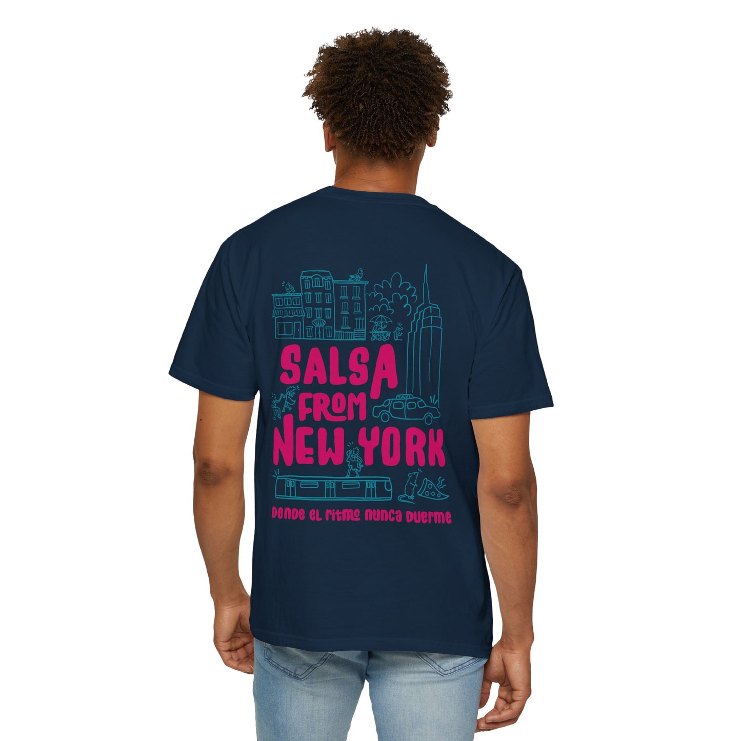 Salsa from New York Unisex Garment-Dyed Tee, Retro Graphic Shirt, Music Lover Gift, Casual Wear, NYC Souvenir