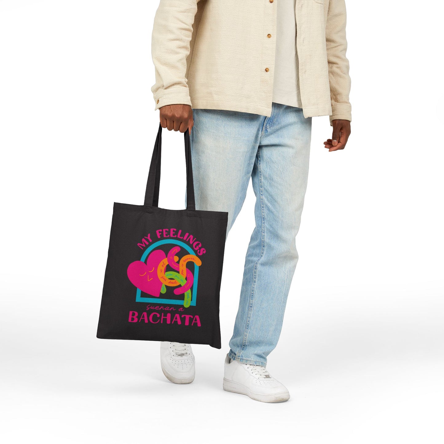 Bachata Feelings Tote Bag, Canvas Shopping Bag, Dance Lover Gift, Beach Tote, Eco-Friendly Reusable Tote, My Feelings Bachata