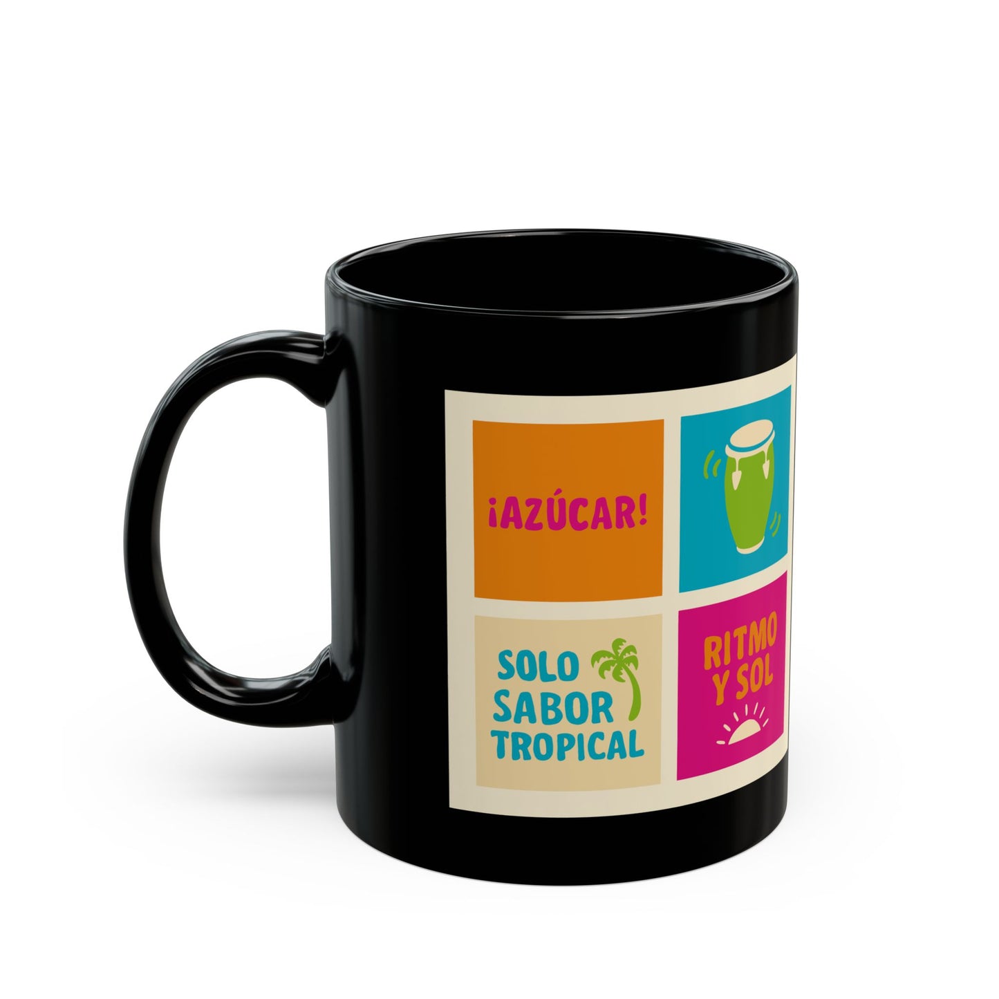 Tropical Vibes Mug, Colorful Coffee Cup, Fun Gift, Summer Drinkware, Retro Style Mug, Party Favor, Gift for Music Lovers