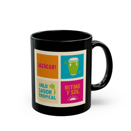 Tropical Vibes Mug, Colorful Coffee Cup, Fun Gift, Summer Drinkware, Retro Style Mug, Party Favor, Gift for Music Lovers
