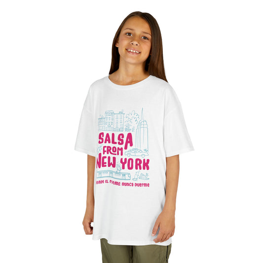 New York Salsa Kids Tee, Youth Cotton T-Shirt, Fun Gift for Salsa Lovers, Kids Dance Wear, NYC Themed Apparel