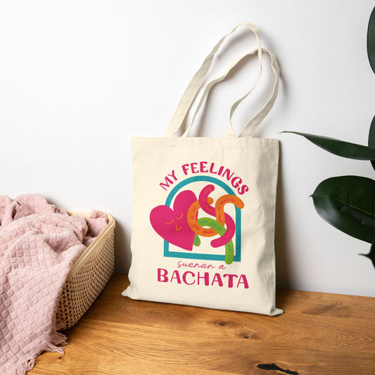 Bachata Feelings Tote Bag, Canvas Shopping Bag, Dance Lover Gift, Beach Tote, Eco-Friendly Reusable Tote, My Feelings Bachata
