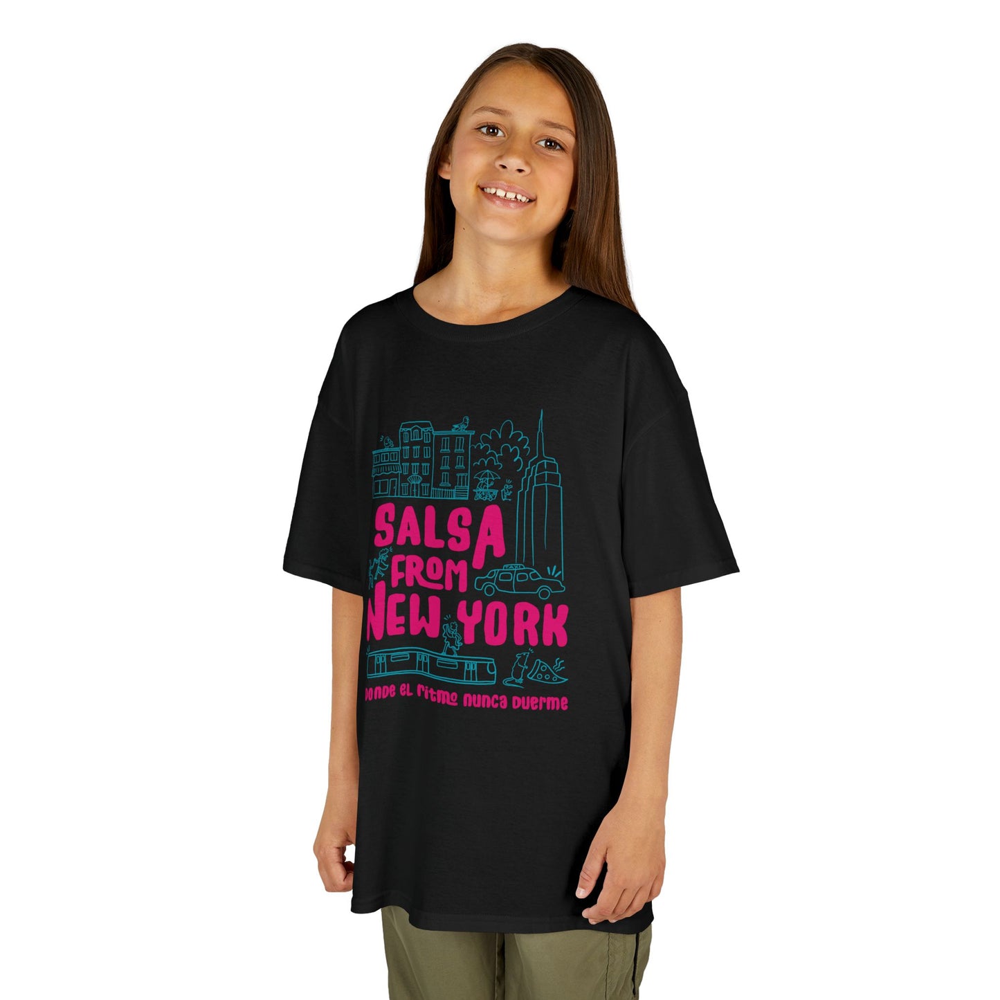 New York Salsa Kids Tee, Youth Cotton T-Shirt, Fun Gift for Salsa Lovers, Kids Dance Wear, NYC Themed Apparel