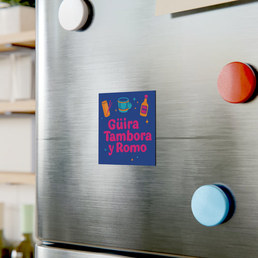 Güira Tambora y Romo Magnet, Colorful Square Fridge Magnet, Latin Music Decor, Gift for Musicians, Home Bar Accessory, Fun Kitchen Decor